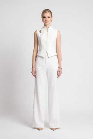 Inés Double-Button High-Waist Wide-Leg Pantalón 532143 HUE - Reina Diaz