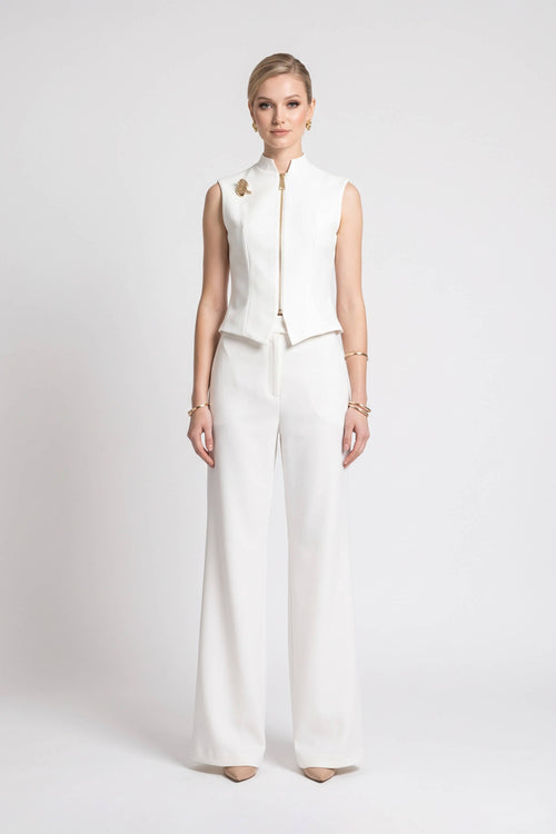Inés Double-Button High-Waist Wide-Leg Pantalón 532143 HUE - Reina Diaz
