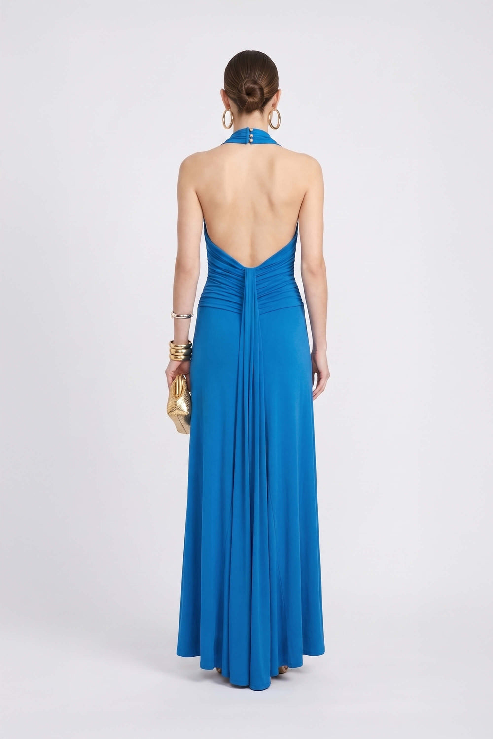 Inés Halter Cowl-Neck Maxi Vestido 723139 COB - Reina Diaz