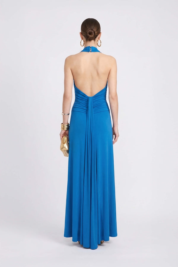 Inés Halter Cowl-Neck Maxi Vestido 723139 COB - Reina Diaz