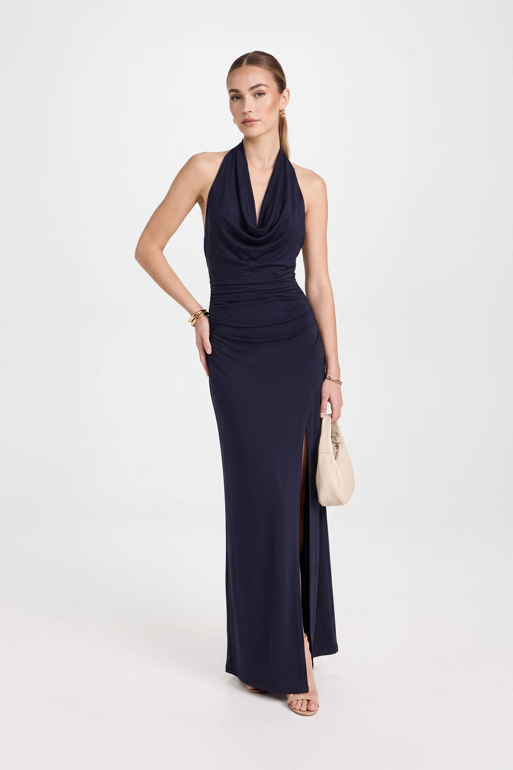 Inés Halter Cowl-Neck Maxi Vestido 723139 NEG - Reina Diaz
