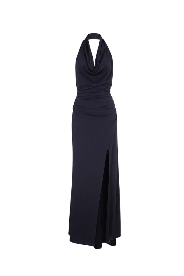 Inés Halter Cowl-Neck Maxi Vestido 723139 NEG - Reina Diaz