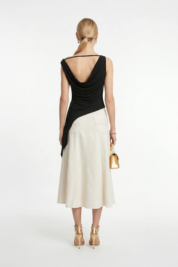 Inés Paneled Denim Midi Skirt - Reina Diaz