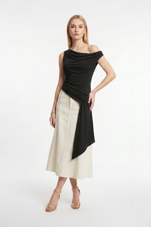 Inés Paneled Denim Midi Skirt - Reina Diaz