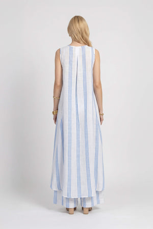 Ines Striped Wide-Leg Palazzo Pantalón 532127AZU - Reina Diaz
