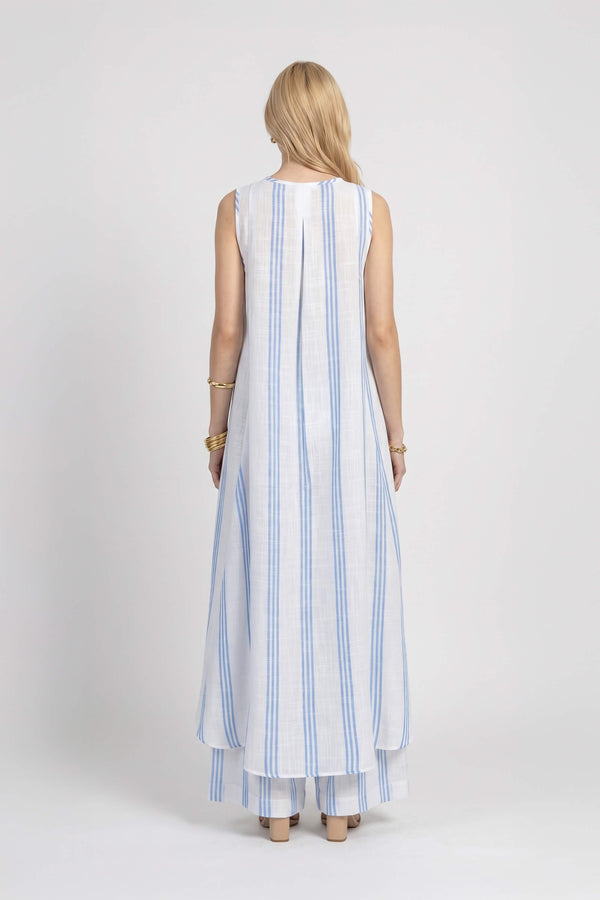 Ines Striped Wide-Leg Palazzo Pantalón 532127AZU - Reina Diaz