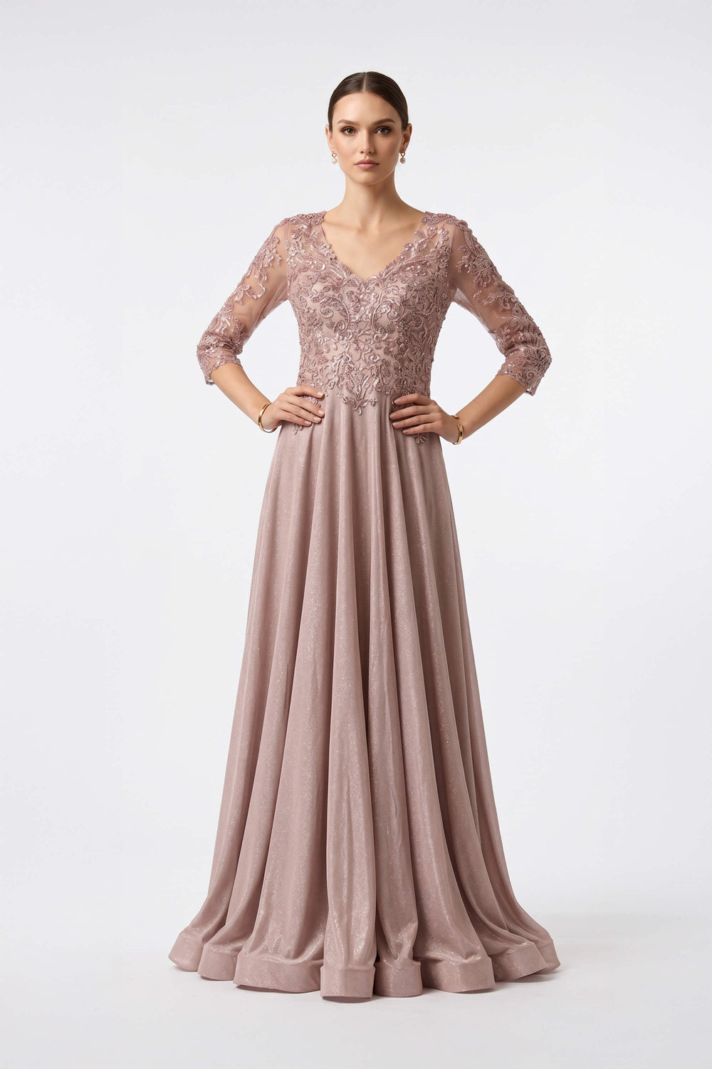 Inés V-Neck Long-Sleeve Vestido Fiesta - Reina Diaz