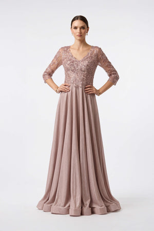 Inés V-Neck Long-Sleeve Vestido Fiesta - Reina Diaz