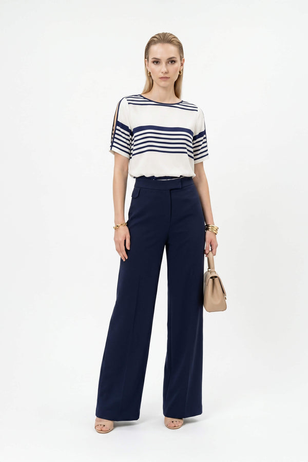 Ines Wrap-Design Tie-Waist Blusa 752999 MAR - Reina Diaz