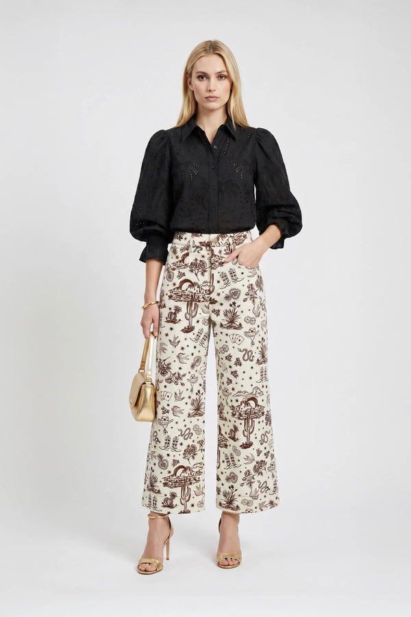 Isabel Western - Print Wide - Leg Pantalón - Reina Diaz