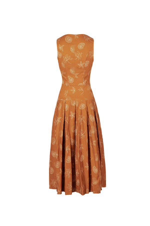 Isabella Abstract Printed Zipper Midi Vestido 723202 CAM - Reina Diaz