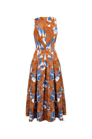Isabella Abstract Printed Zipper Midi Vestido 723202 LAD - Reina Diaz