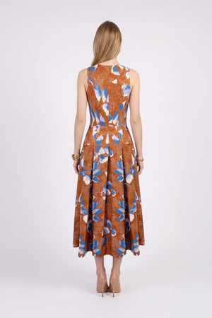 Isabella Abstract Printed Zipper Midi Vestido 723202 LAD - Reina Diaz