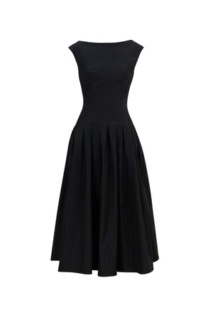 Isabella Boat - Neck Pleated Midi Vestido - Reina Diaz