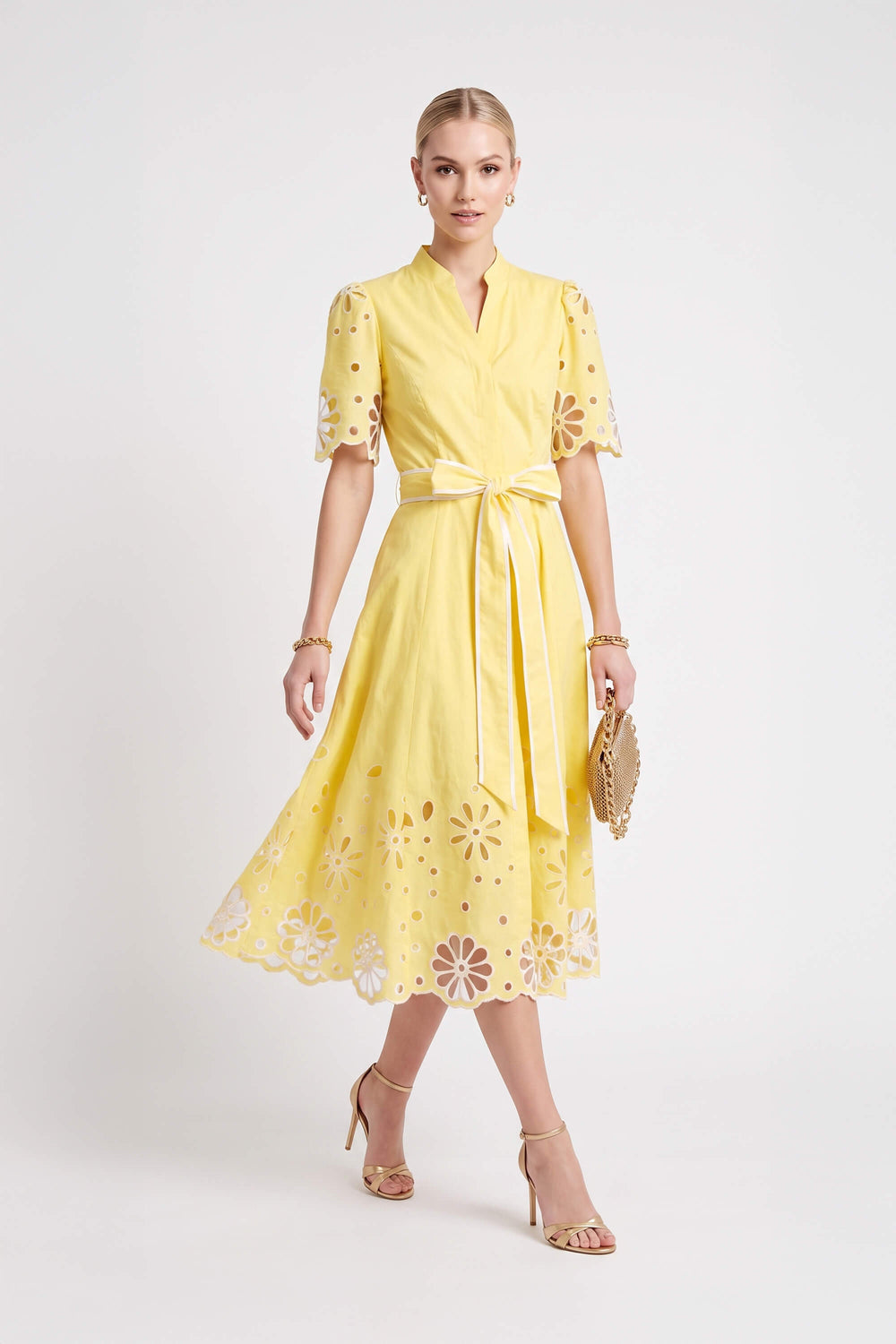 Isabella Embroidered Midi Vestido 526198 AMA - Reina Diaz