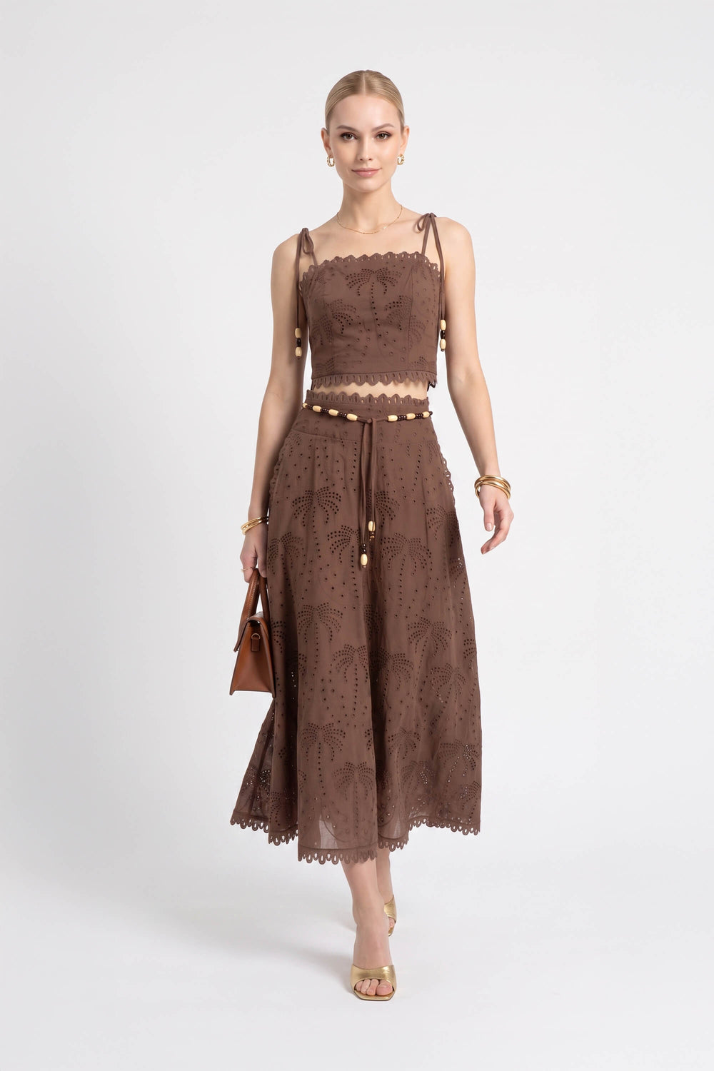 Isabella Eyelet Beaded Crop Top 752926 CAF - Reina Diaz