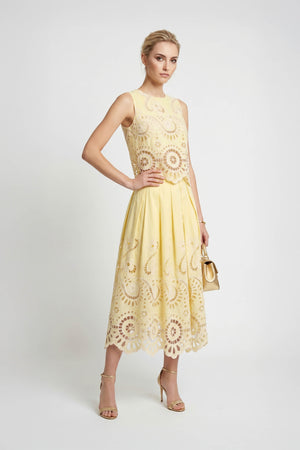 Isabella Eyelet Embroidered Midi Skirt 541349 AMA - Reina Diaz