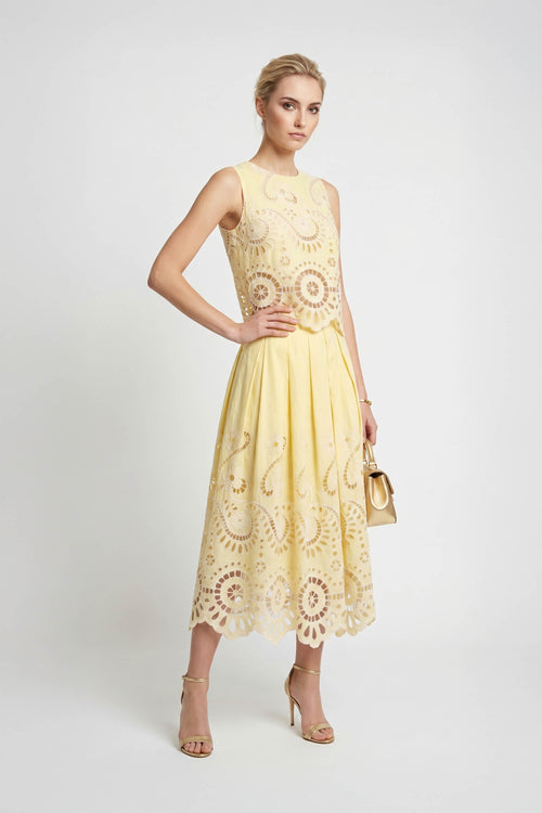 Isabella Eyelet Embroidered Midi Skirt 541349 AMA - Reina Diaz