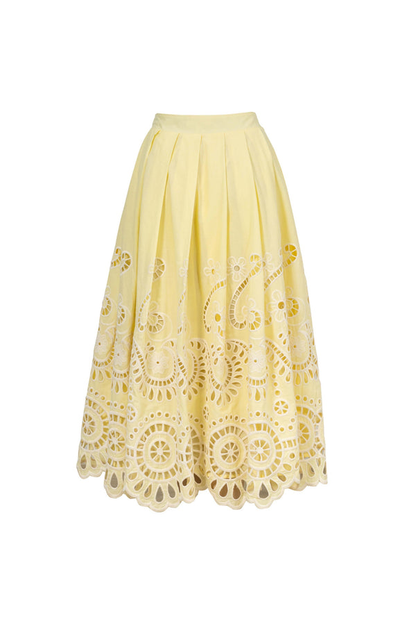 Isabella Eyelet Embroidered Midi Skirt 541349 AMA - Reina Diaz