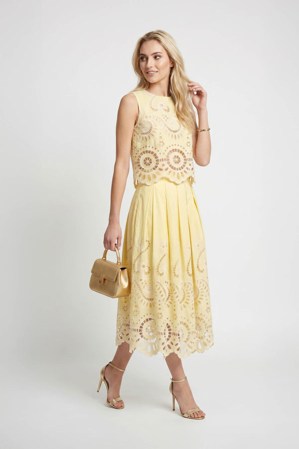 Isabella Eyelet Embroidered Midi Skirt 541349 AMA - Reina Diaz