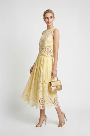 Isabella Eyelet Embroidered Midi Skirt 541349 AMA - Reina Diaz