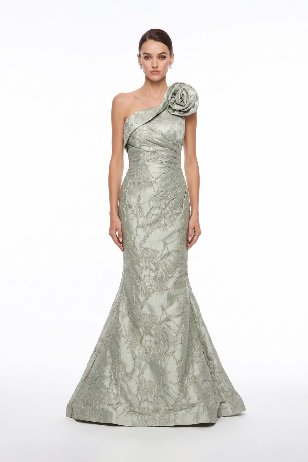 Isabella One-Shoulder Flower Maxi Vestido 421470 SAG - Reina Diaz