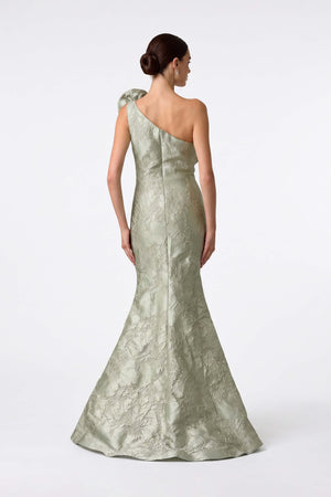 Isabella One-Shoulder Flower Maxi Vestido 421470 SAG - Reina Diaz