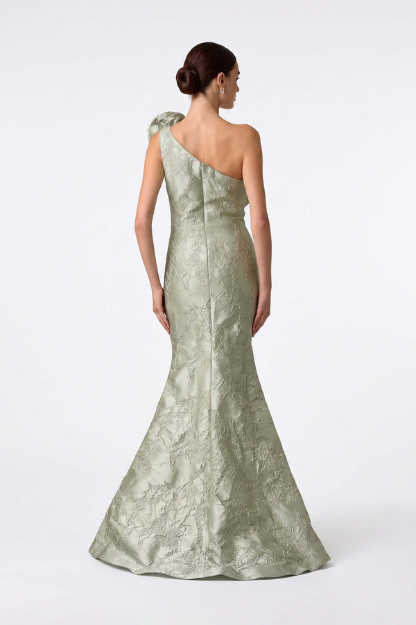 Isabella One-Shoulder Flower Maxi Vestido 421470 SAG - Reina Diaz