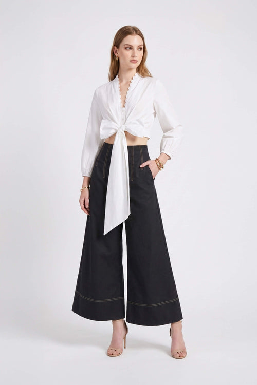 Isabella Scalloped Front Tie Crop Top 554326 HUE - Reina Diaz