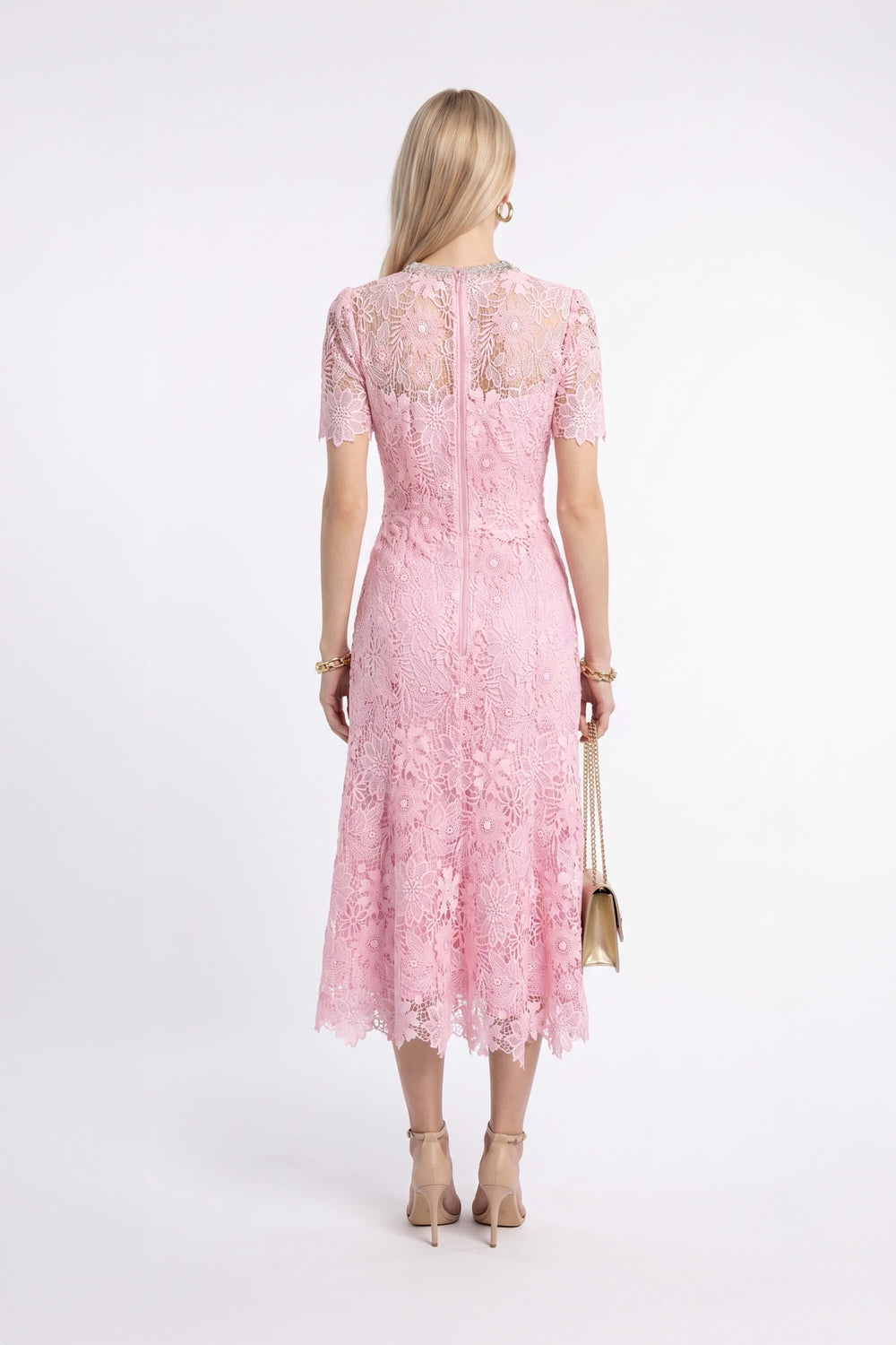 Isabella Short Sleeve Floral Midi Vestido 526274 ROS - Reina Diaz