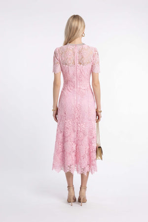 Isabella Short Sleeve Floral Midi Vestido 526274 ROS - Reina Diaz