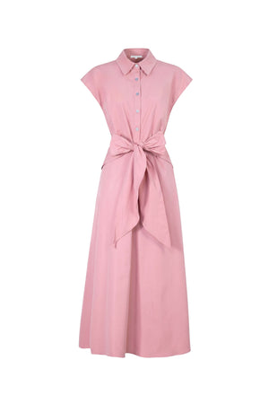 Isabella Tie-Waist Shirtdress Midi Vestido 526300 ROS - Reina Diaz