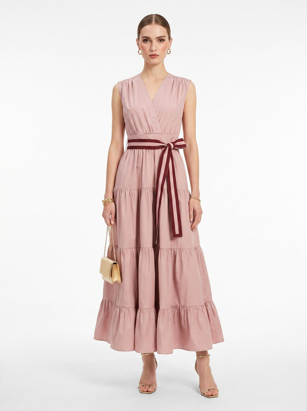 Isabella Tiered Maxi Vestido 723071 ROS - Reina Diaz