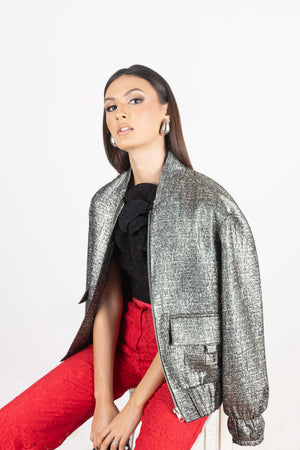 Ivy Metallic Bomber Jacket - Reina Diaz