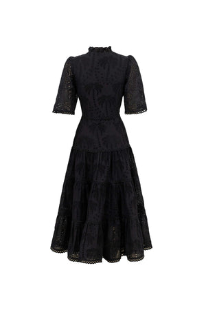 Juliana Eyelet Midi Vestido - Reina Diaz