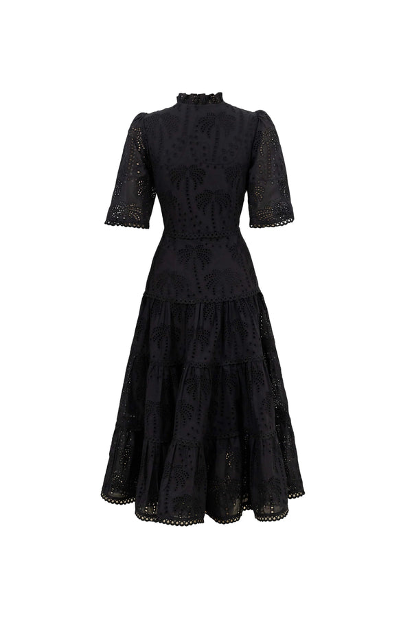 Juliana Eyelet Midi Vestido - Reina Diaz