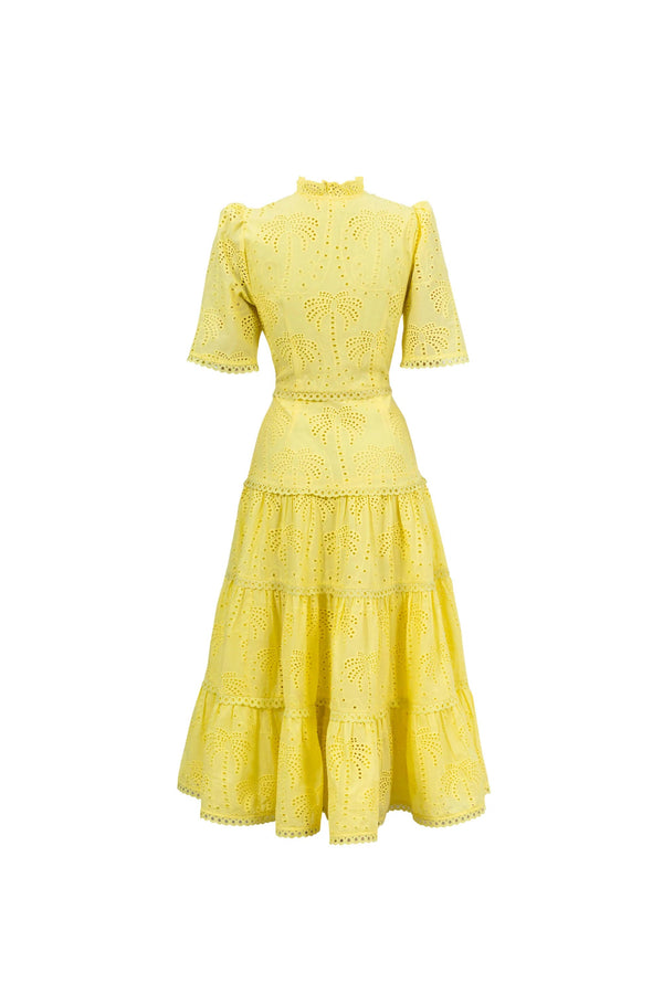 Juliana Eyelet Midi Vestido - Reina Diaz