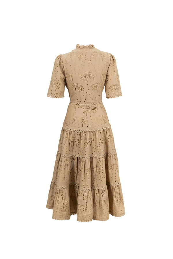 Juliana Eyelet Midi Vestido - Reina Diaz
