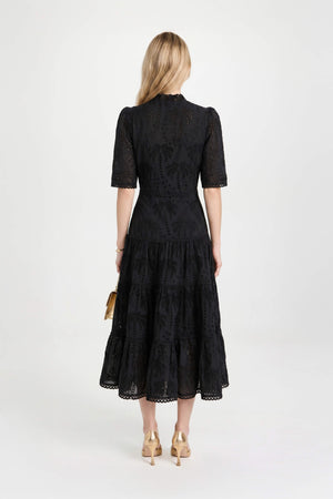 Juliana Eyelet Midi Vestido - Reina Diaz