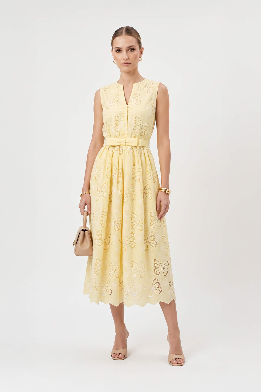 Julieta Butterfly Embroidered Midi Vestido 526264 AMA - Reina Diaz