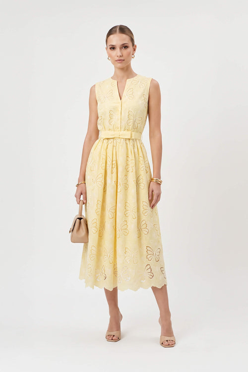 Julieta Butterfly Embroidered Midi Vestido 526264 AMA - Reina Diaz