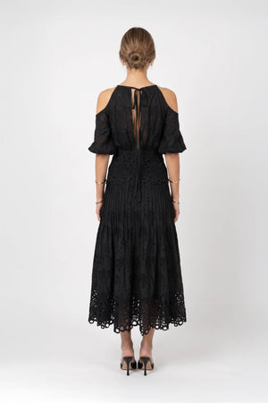 Julieta Cold-Shoulder Lace Blusa 752922 NEG - Reina Diaz