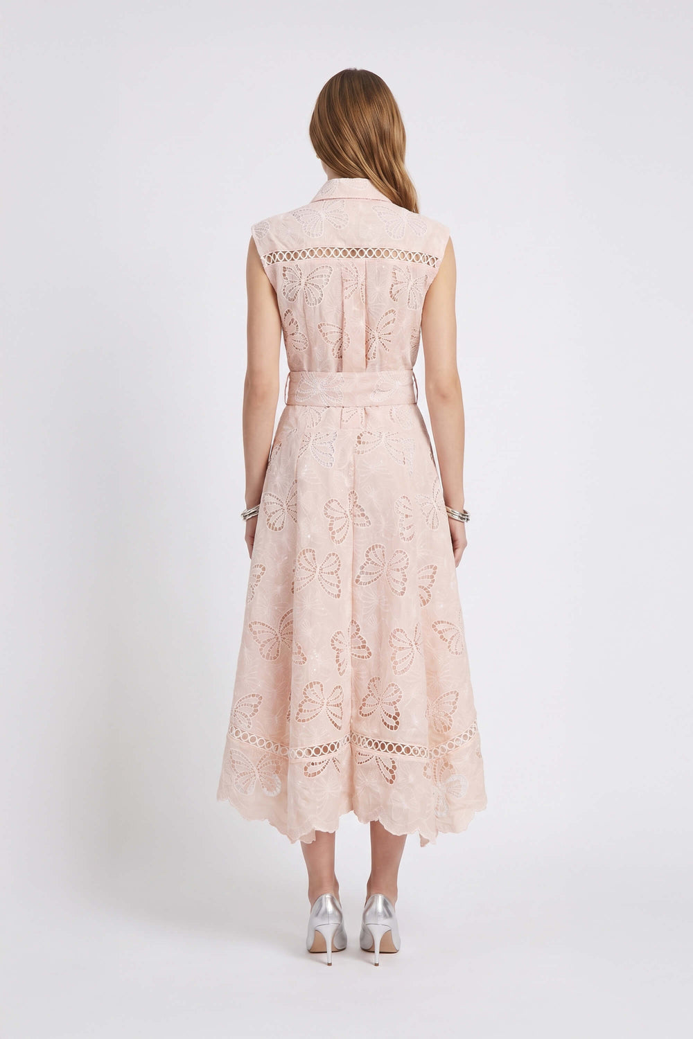 Julieta Eyelet Butterfly Midi Vestido 526265 ROS - Reina Diaz