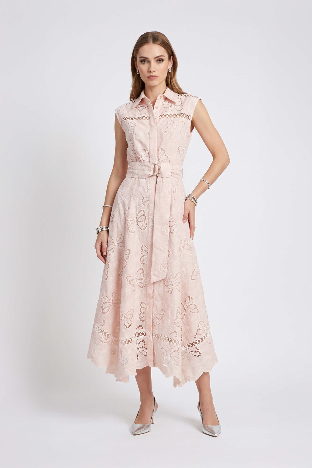 Julieta Eyelet Butterfly Midi Vestido 526265 ROS - Reina Diaz