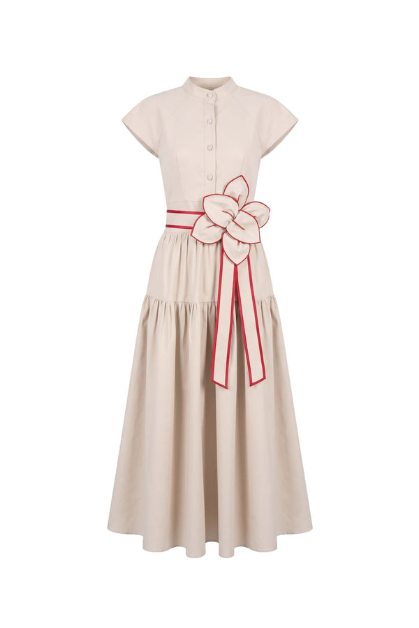 Julieta Floral Belt Tiered Midi Vestido 526302 ARE - Reina Diaz
