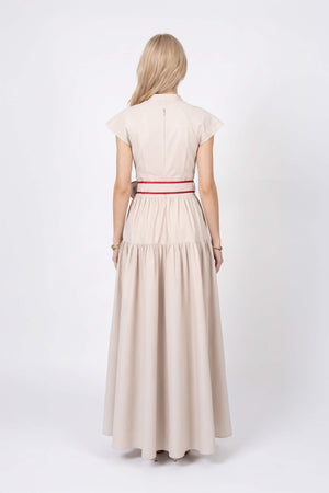 Julieta Floral Belt Tiered Midi Vestido 526302 ARE - Reina Diaz