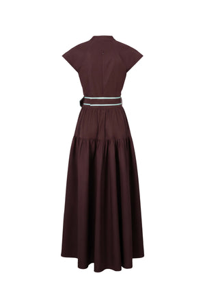 Julieta Floral Belt Tiered Midi Vestido 526302 CAF - Reina Diaz