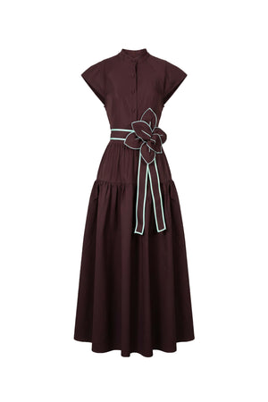 Julieta Floral Belt Tiered Midi Vestido 526302 CAF - Reina Diaz