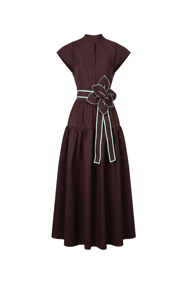 Julieta Floral Belt Tiered Midi Vestido 526302 CAF - Reina Diaz