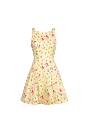 Julieta Fruit Print A-Line Mini Vestido 723175 AMA - Reina Diaz